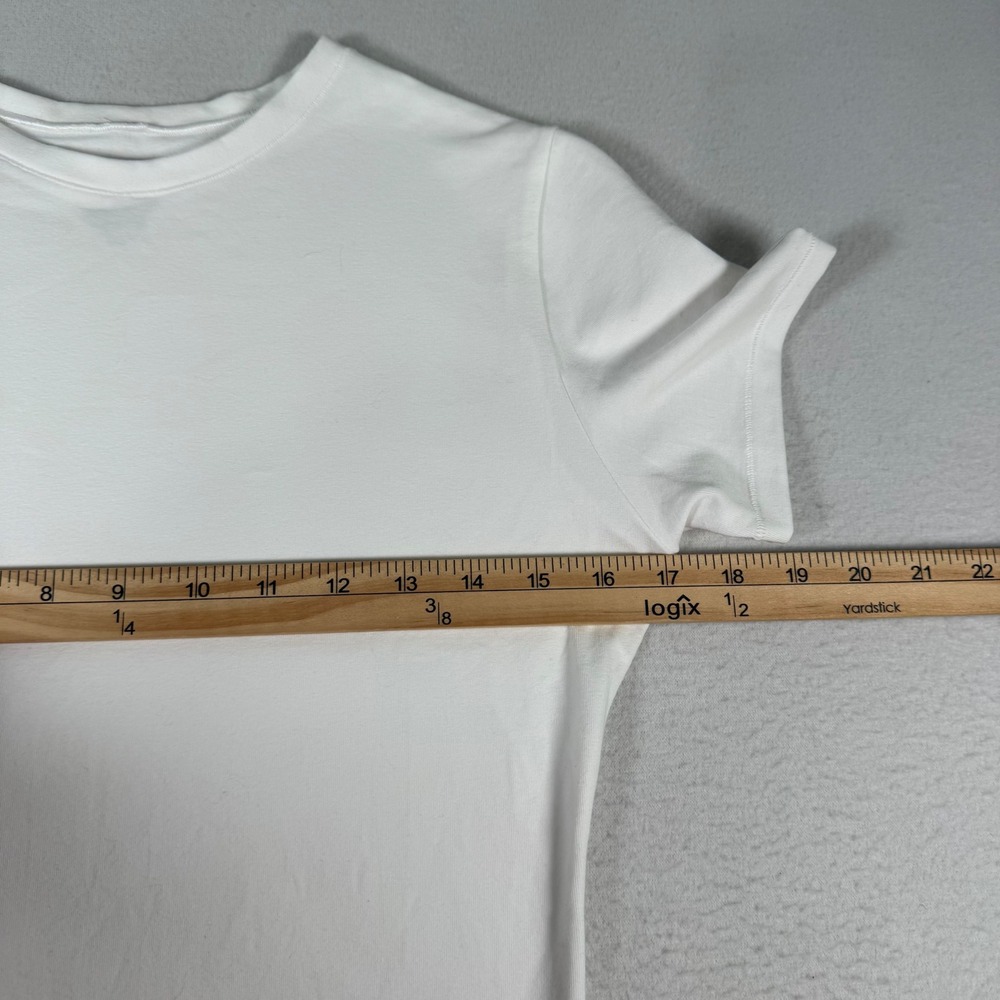 Quince Bodysuit Women M‎ White Organic Cotton Minimalist Stretch Layering Top - Picture 5 of 7
